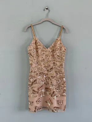NWT Dress The Population Anya Champagne Multi Butterfly Sequin Beaded‎ Dress thumbnail 4