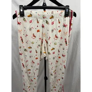 LAKE Women's Pima‎ Cotton Cropped White Christmas Print Pajama Pant Sz Small thumbnail 2