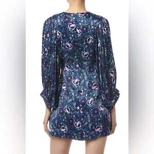 AMUR Steph Mini Dress, Azure Abstract Floral Print, 0 (US) thumbnail 4