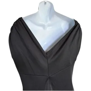 Brand New Womens Boutique Black Stunning V Back Cinched Sleeve Evening Dress - L thumbnail 3