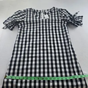 J. Crew Factory‎ NWT Gingham Dress V-Neck Tie Sleeve Black White Size S thumbnail 10