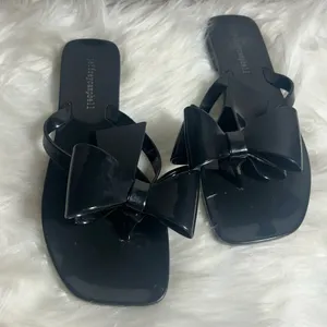 Jeffrey Campbell Sugary Jelly Bow Thong Sandals Black Size 6 thumbnail 3