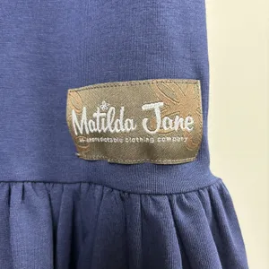 Matilda Jane Big Ruffle Pants Women Small Navy Blue Wide Leg Cotton Pull On Crop thumbnail 4