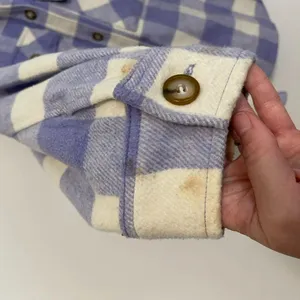 WILD FABLE Lilac Lavender Purple Cream Ivory Plaid Oversized Fit Shacket Jacket thumbnail 9