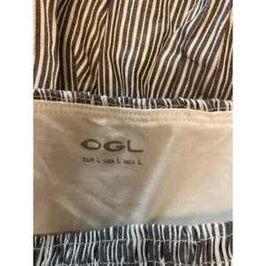 OGL Move Stripe Square Neck Smocked Midi Bra Dress Gray White Size L NWOT thumbnail 6