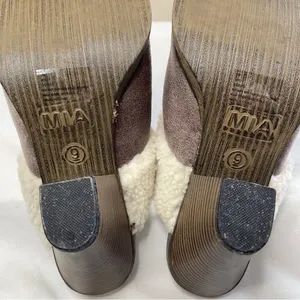 MIA Mitzy Sherpa-Lined Block Heel Mules in Gray/Taupe,‎ Size 9M thumbnail 8