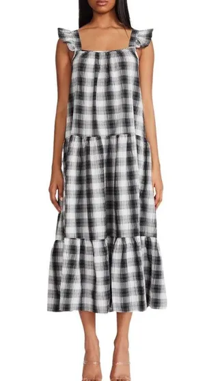 BB Dakota by Steve Madden Black and White Plaid Maxi Dress, M thumbnail 1