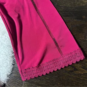 NWT Ann Taylor Petite Burgundy Red Bell Sleeve Square Neck Lace Blouse thumbnail 3