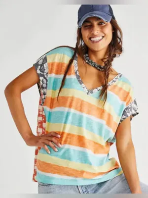 Free People Paradise City patchwork tee thumbnail 1