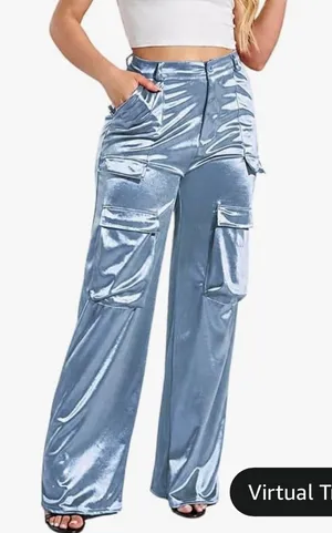Blue Satin Pants - perfect for Hillary Duff Concert thumbnail 1
