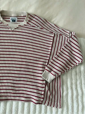American Eagle Outfitters Striped Crewneck Sweater - Cream & Red thumbnail 3