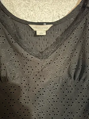 Aeropostale Eyelet Ruched Lace-Trim Crop Top | Size: Small thumbnail 6