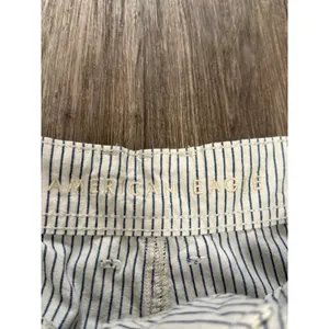 American Eagle Striped Tie Waist Straight Leg Pants Ivory Blue‎ Size 10 thumbnail 2