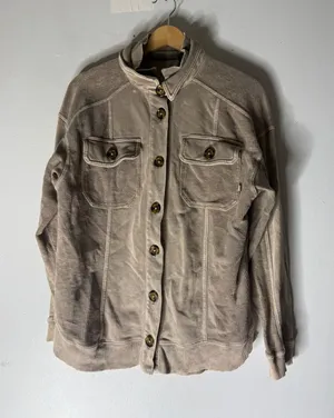 Pilcro‎ women's shirt jacket size XS oversized textured button front brown thumbnail 1