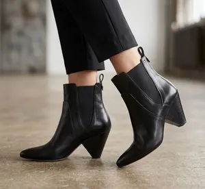 Veronica Beard Lada ConeHeel Black Leather Chelsea Booties Size 36.5 US 6.5 thumbnail 1