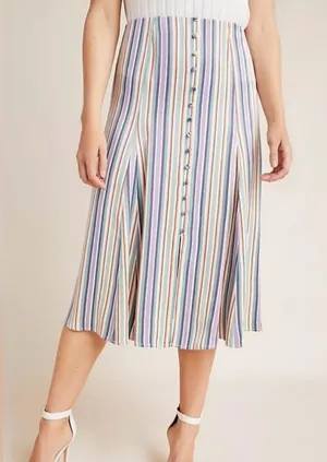 Anthropologie Maeve Freya Silky Coastal Office Resort Vacation Midi Skirt 0 thumbnail 1