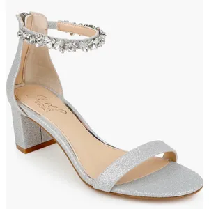 NEW Badgley Mischka Catalina Ankle Strap Heels with Silver Accents Size 8‎ A16 thumbnail 1