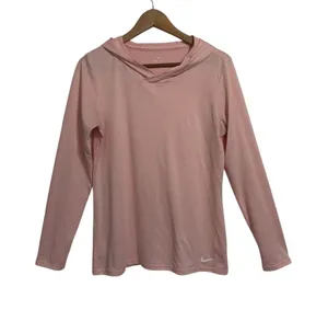 Nike Dri-FIT Womens Medium Pink Long Sleeve Pullover Hoodie Activewear Shirt‎ thumbnail 1