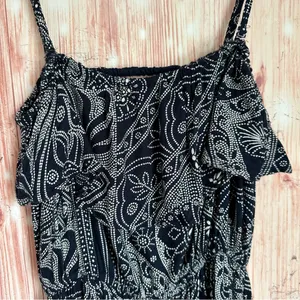 Element Eden Black Dot Paisley Print Spaghetti Strap Strapless Maxi Dress Size L thumbnail 5