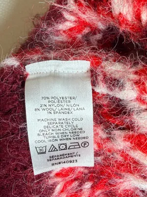 LOFT Women’s Fuzzy Fair Isle Oversized Sweater Small Red Burgundy Wool Blend thumbnail 4