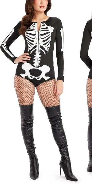 Tipsy Elves Sexy Skeleton Bodysuit Costume - Size M - Black - NWT‎ thumbnail 1