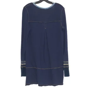 We The Free People Tunic Top Dallas Henley Boho Nautical Preppy Blue Size Medium thumbnail 2