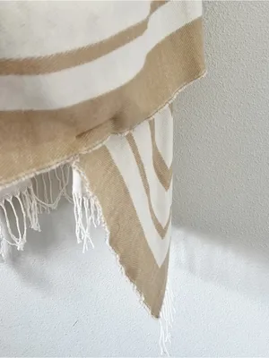 Marc New York Ivory Tan Oversized Gold Zip Up Fringe Hem Poncho thumbnail 8