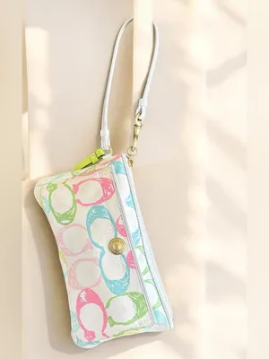 a vintage Coach Y2K pastel scribble wristlet ivory Canvas bag thumbnail 2