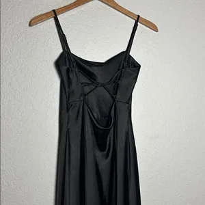 HELLO MOLLY Black Corset Tie Back Midi Dress Cocktail Party Slip Sexy Size 6 thumbnail 3