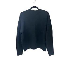 NWT Madewell Calina Deep V-Neck Sweater Black Size Large Merino Wool Long Sleeve thumbnail 2