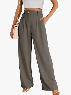 NEW LILLUSORY Wide Leg Dress Pants High Waisted Dressy Trousers L thumbnail 1