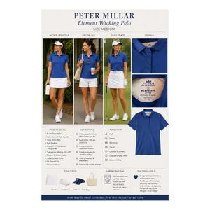 Peter Millar Top Womens Size M Element Wicking Polo Blue SPF 50 Golf Performance thumbnail 9