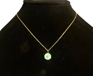 Gold tone SS enamel circle pendant with cross necklace thumbnail 1