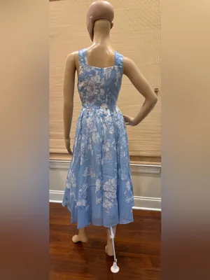 Light Blue Floral Halter Midi Dress thumbnail 4