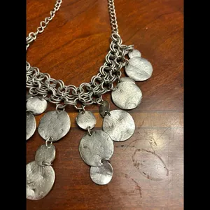 Very large chunky jewelry silver tone chickos fashion jewlery necklace thumbnail 3