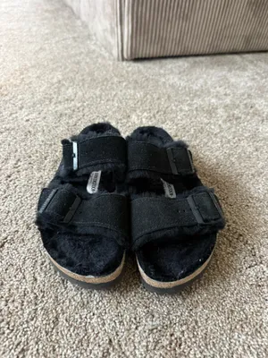 Arizona Birkenstock Shearling Sandals Women’s black thumbnail 5