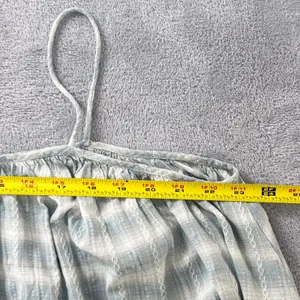 Storia Boho Cottagecore Plaid Ruffle Hem Sundress‎ Women Large Light Blue Cotton thumbnail 10