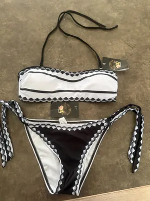 October Love bandeau straps tie sides bikini set thumbnail 5