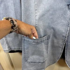 DG2 by Diane Gilman Women's Y2K Denim Light Blue Blazer Jacket Size 2X thumbnail 5