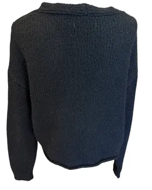Urban Outfitters Black Furry Cardigan Vneck Sweater S Oversized thumbnail 3