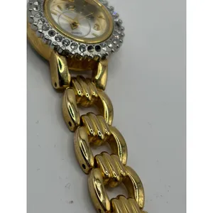 Womens Gold Tone Quartz Watch Rhinestone Bezel Base‎ Metal Japan Movement thumbnail 8
