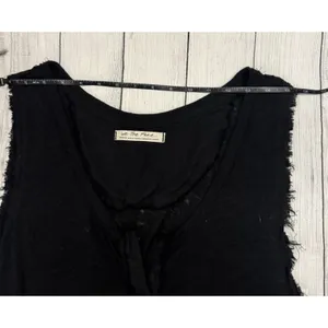 We The Free Free People Top Womens MEDIUM Black Linen Distressed Boho Cottage thumbnail 13