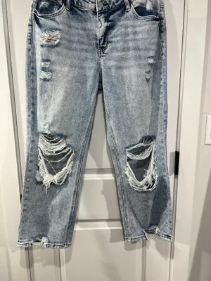 Vervet Lovervet Acid Washed Mid Rise distressed straight leg thumbnail 2