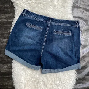 Maurices Blue Denim White Stitching Cuffed Shorts Y2k Summer Spring Grunge Alt thumbnail 6
