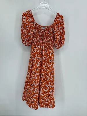 Faithfull The Brand Women's Orange Velika Midi Valencia Floral Dress Size small thumbnail 5