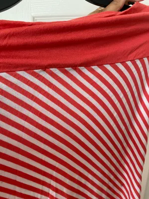 Size Medium long orange striped fold over waist skirt thumbnail 4