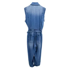 BLANKNYC Womens Blue Denim Sleeveless Boiler‎ Suit Jumpsuit Tie Waist Medium thumbnail 5