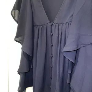 Express Deep Blue Ruffle Blouse thumbnail 2