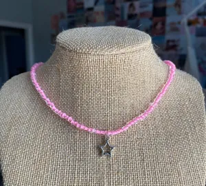 light Pink Star Trendy Choker Necklace thumbnail 1