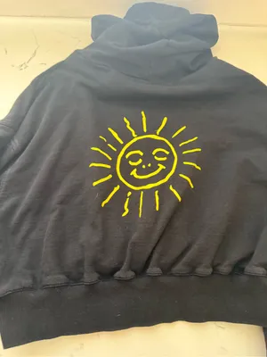 Black Crop Hoodie with Yellow Sunrise Shack Logo thumbnail 3